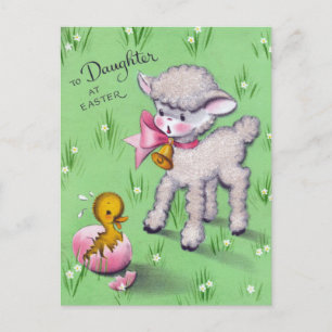 Retro für Tochter zu Ostern Süßes Lamm Postkarte