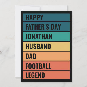 Retro Fußball Fan Personalisierter Vatertag Feiertagskarte