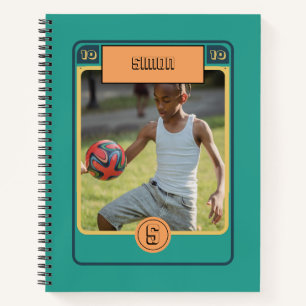 Retro-Fußball-Sammelkarte inspiriertes Grün Notizbuch