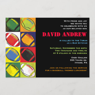 Retro Fußball-Themed Bar-Schläger Mitzvah Einladung