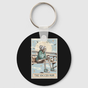 Retro-Fußballmutter-Tarotkarte Fußball-Skelett-Mam Schlüsselanhänger