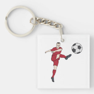 Retro-Fußballspieler, der den Ball Volley tritt Ak Schlüsselanhänger