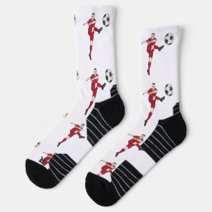 Retro-Fußballspieler, der einen Ballvolley kickt Socken