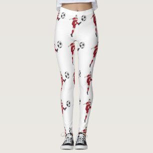 Retro-Fußballspieler tritt Ball Volley Aktion Gra Leggings