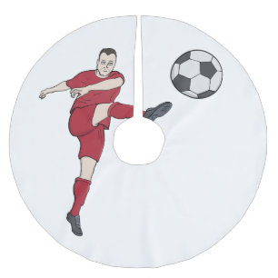 Retro-Fußballspieler tritt Ball Volley Aktion Gra Polyester Weihnachtsbaumdecke