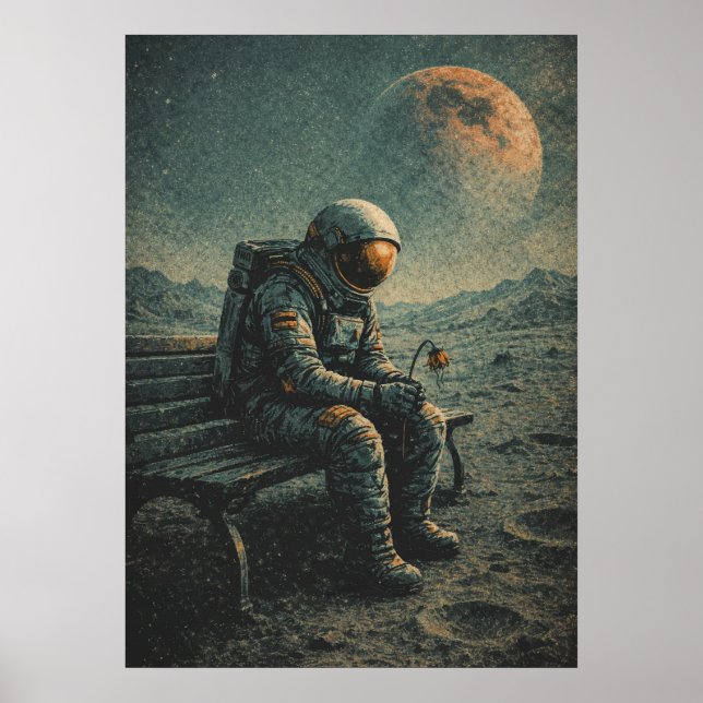 Retro-Future Astronaut, Sci-Fi Space Abstract Art Poster (Vorne)