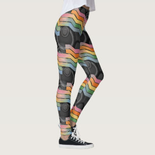 Retro Future Disco Regenbogenstreifen Leggings