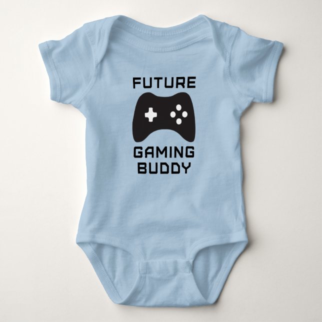 Retro Future Gaming Buddy Blue Bodysuit Baby Gift Baby Strampler (Vorderseite)