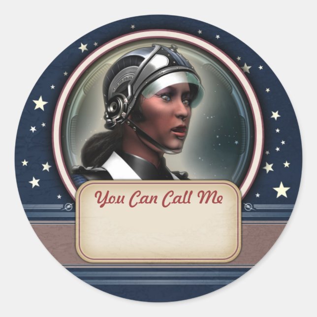 Retro Future Women Name Tag Stickers (Vorderseite)