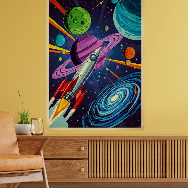 Retro Futurism Sci-Fi Space Exploration Wall Art Poster (Wohnzimmer 2)