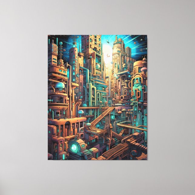 Retro Futurismus Art Leinwand (Vorderseite)