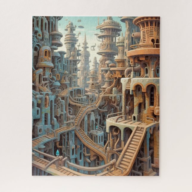 Retro Futurismus Art Puzzle (Vertikal)