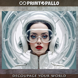 Retro-Futurismus, Cyber-Frau in Weiß Seidenpapier