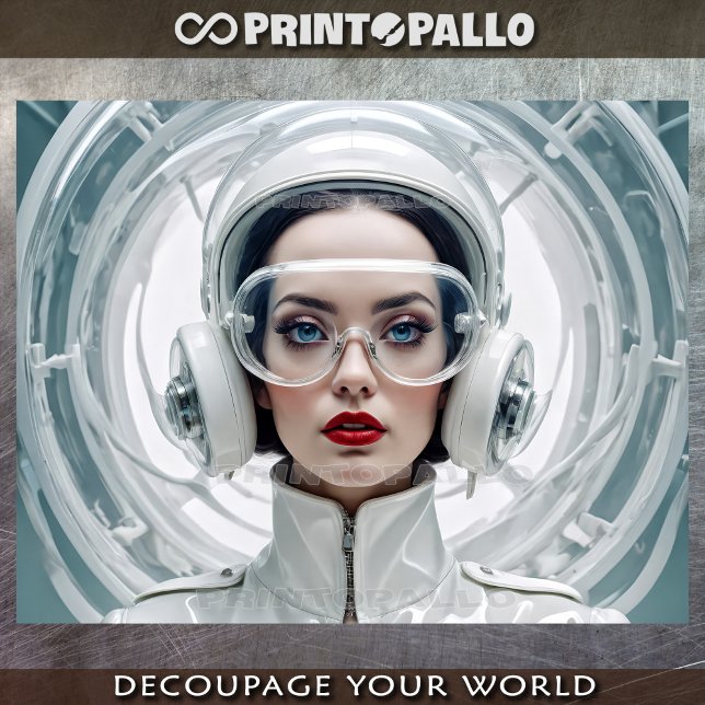 Retro-Futurismus, Cyber-Frau in Weiß Seidenpapier (Von Creator hochgeladen)