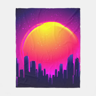 Retro Futurismus. futuristische Synth-Wave-Illustr Fleecedecke