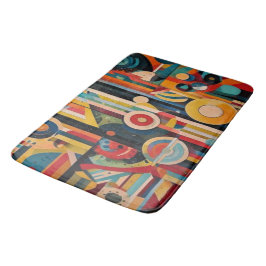 Retro-Futurist Abstract Geometric Bath Mat Badematte