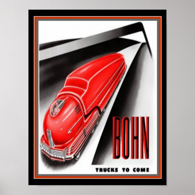 Retro Futuristic Bohn Truck Ad Print 11 x 14 Poster (Vorne)