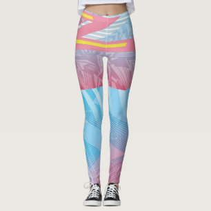 Retro Futuristic Geometric Vibranric 80er Leggings