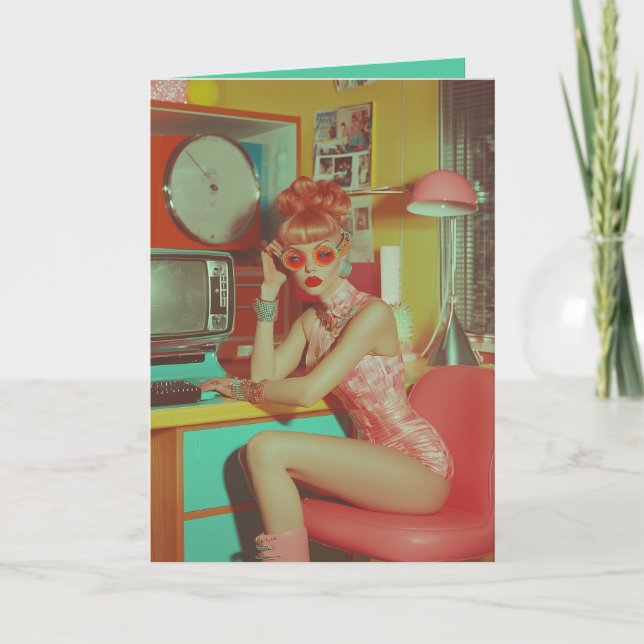 Retro Futuristic Glam Ästhetik Einladung (Vorderseite)