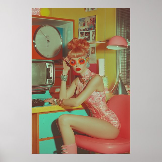 Retro Futuristic Glam Ästhetik Poster (Vorne)