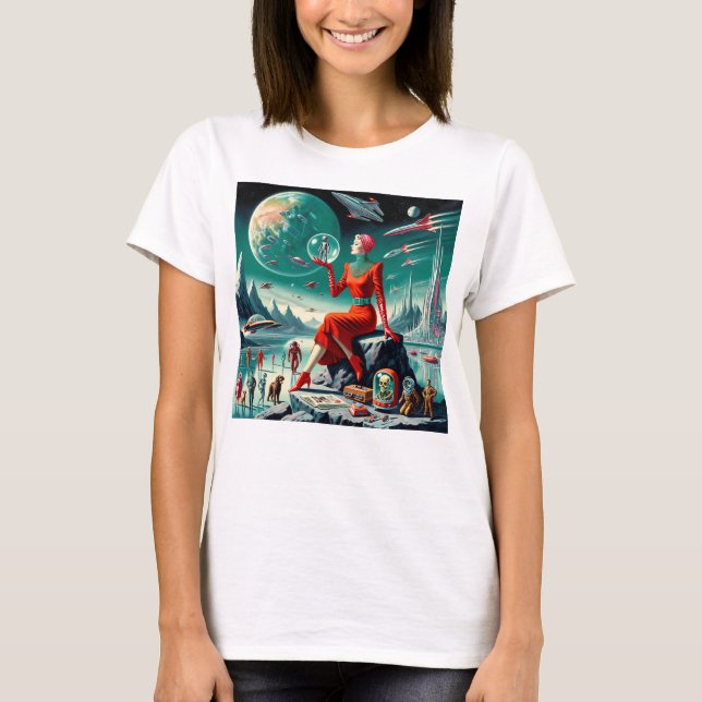 Retro Futuristic Illustration T-Shirt (Vorderseite)