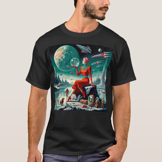 Retro Futuristic Illustration T-Shirt (Vorderseite)