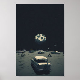Retro Futuristic Space Vintag, ai-generierte Kunst Poster