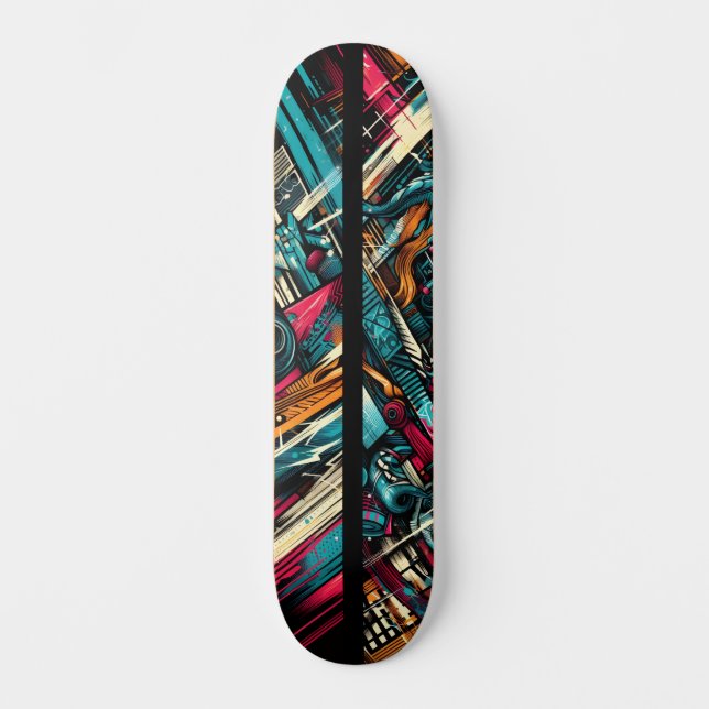 Retro-Futuristic Tech Street Art Skateboard 12 (Vorderseite)