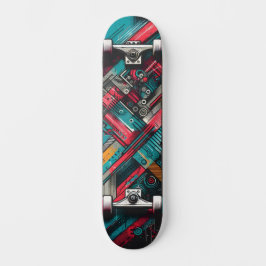 Retro-Futuristic Tech Street Art Skateboard 17