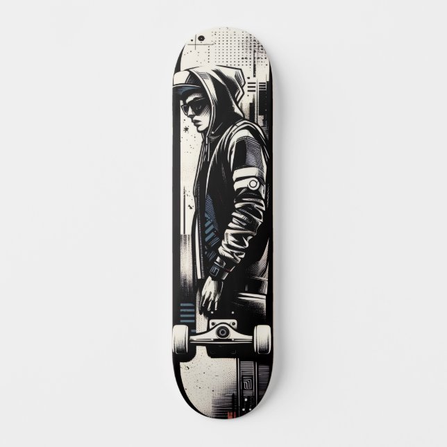 Retro-Futuristic Tech Street Art Skateboard 19 (Vorderseite)
