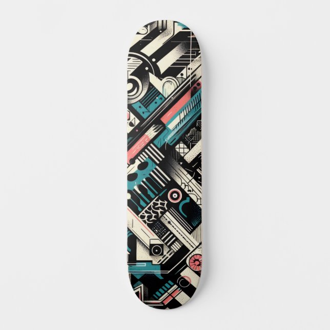 Retro-Futuristic Tech Street Art Skateboard 6 (Vorderseite)