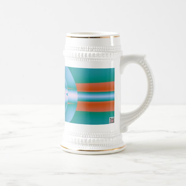 Retro-futuristische Aqua-Korallen-Abstraktkunst Bierglas (Rechts)