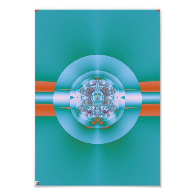 Retro-futuristische Aqua-Korallen-Abstraktkunst Fotodruck (Vorne)