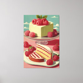 Retro futuristische Kuchen Stretched Canvas Print Leinwanddruck