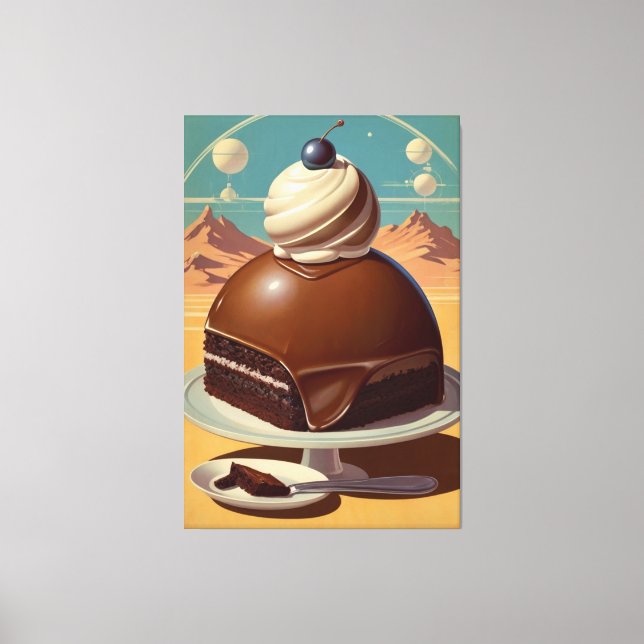 Retro futuristische Kuchen Stretched Canvas Print Leinwanddruck (Vorderseite)