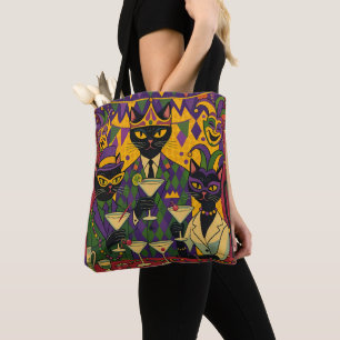 Retro-futuristische Mardi-Gras-Black-Cat-Martini-C