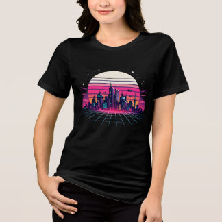 Retro Futuristische Stadtlandschaft Vaporwave Sonn Tri-Blend Shirt