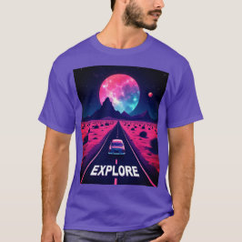 Retro-futuristische Synthwave "ERKUNDEN" Wüsten Na T-Shirt