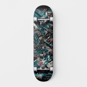 Retro-futuristische Tech-Street-Art-Skateboard 24 Skateboard