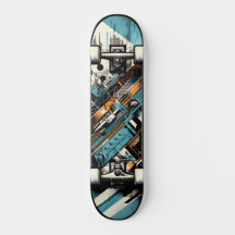 Retro-futuristische Tech-Street-Art-Skateboard 3