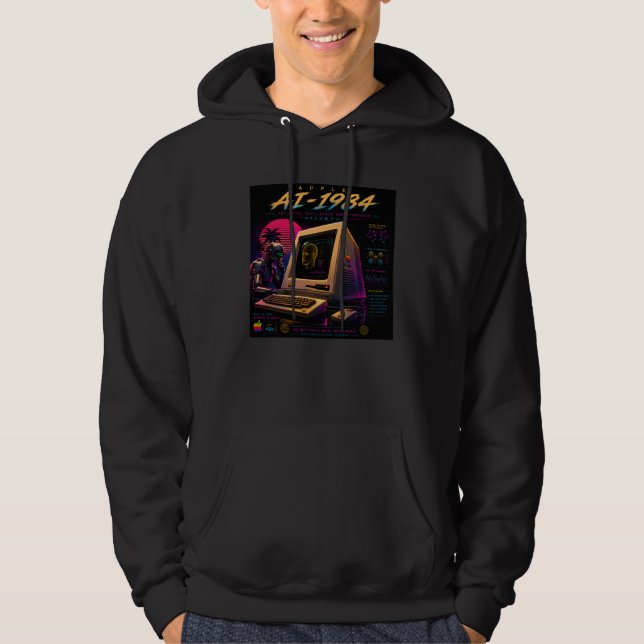 Retro-futuristischer AI-Roboter-Computer-Vaporwave Hoodie (Vorderseite)