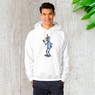 Retro-futuristischer Roboter-Charakter winkend Hoodie