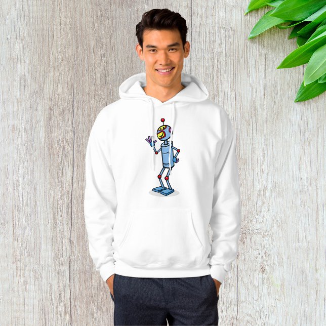 Retro-futuristischer Roboter-Charakter winkend Hoodie (Von Creator hochgeladen)