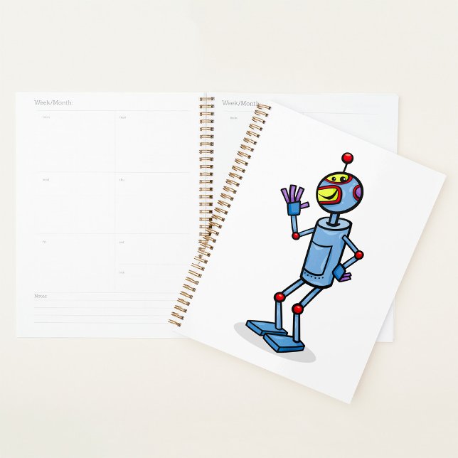Retro-futuristischer Roboter-Charakter winkend Planer (Von Creator hochgeladen)