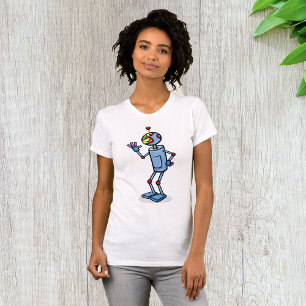Retro-futuristischer Roboter-Charakter winkend T-Shirt