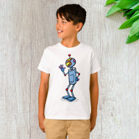 Retro-futuristischer Roboter-Charakter winkt