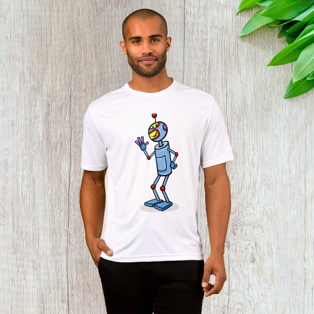 Retro-futuristischer Roboter-Charakter winkt T-Shirt (Von Creator hochgeladen)