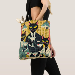 Retro-futuristischer Schwarze-Katze-Martini-Club