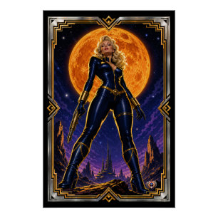 Retro-futuristisches Glamour-Porträt von Marcella  Poster