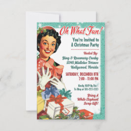 Retro Gal Weihnachts-Party Einladung - Oh, was Spa